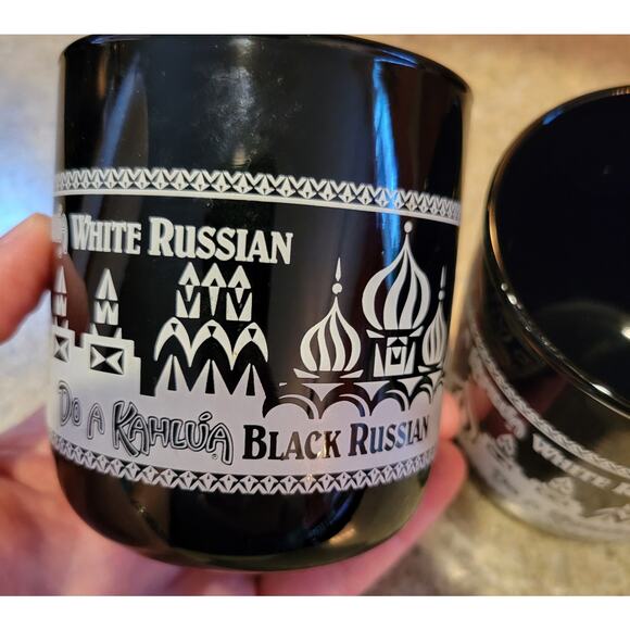 Set of 2 Kahlua Black Amber Drink Glasses White Russian Black Russian Libbey USA - Picture 1 of 7